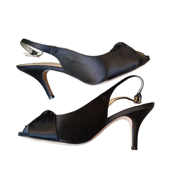 Talbots Hallie 1 Vero Cucio black peep toe bow evening shoes.Sz.8 mint condition - Picture 4 of 6